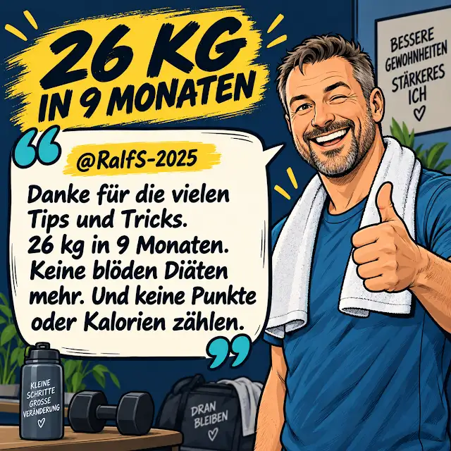 Illustration zur Geschichte von @RalfS-2025: 26 kg in 9 Monaten