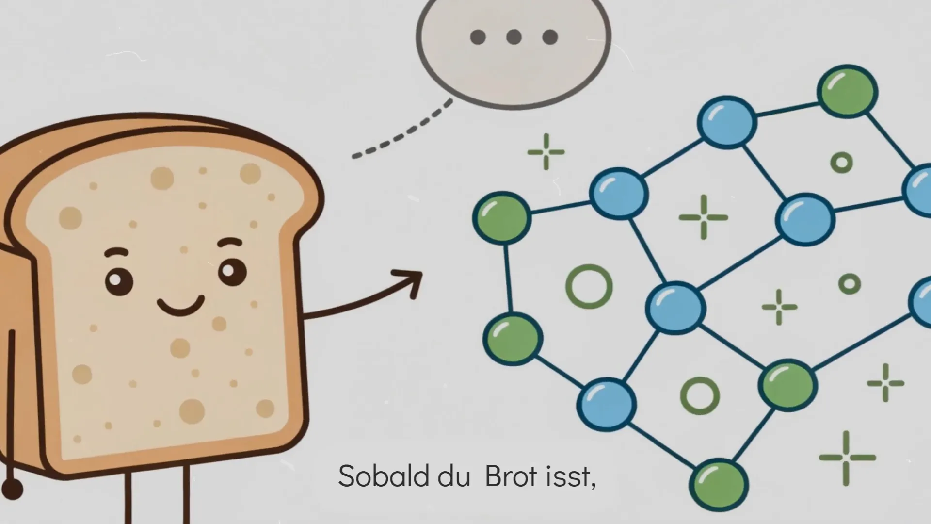 Nahaufnahme von Brot und Glucosemolekülen
