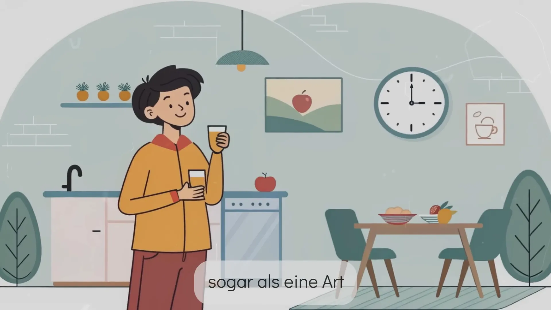 Uhr mit Symbolen für Frühstück und Abendessen