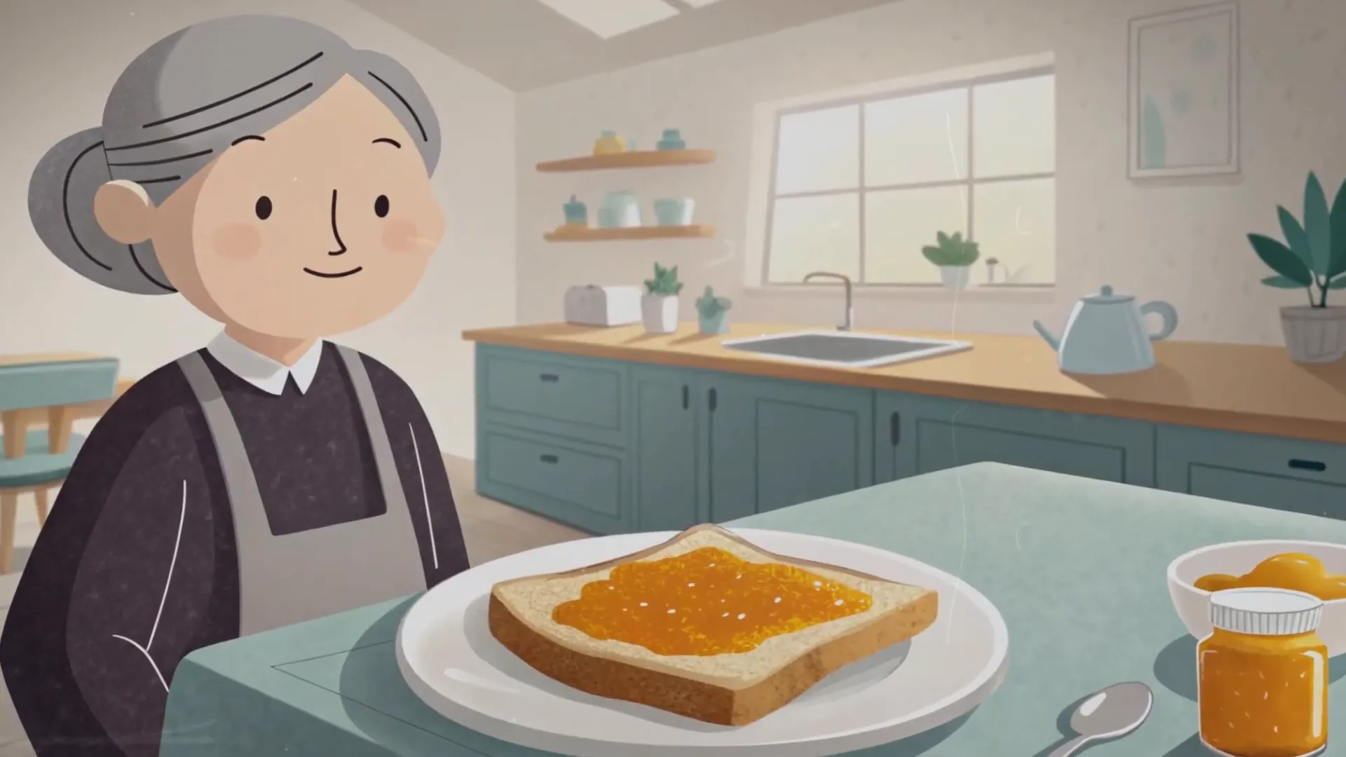 Weißbrot-Toast mit Marmelade und Margarine