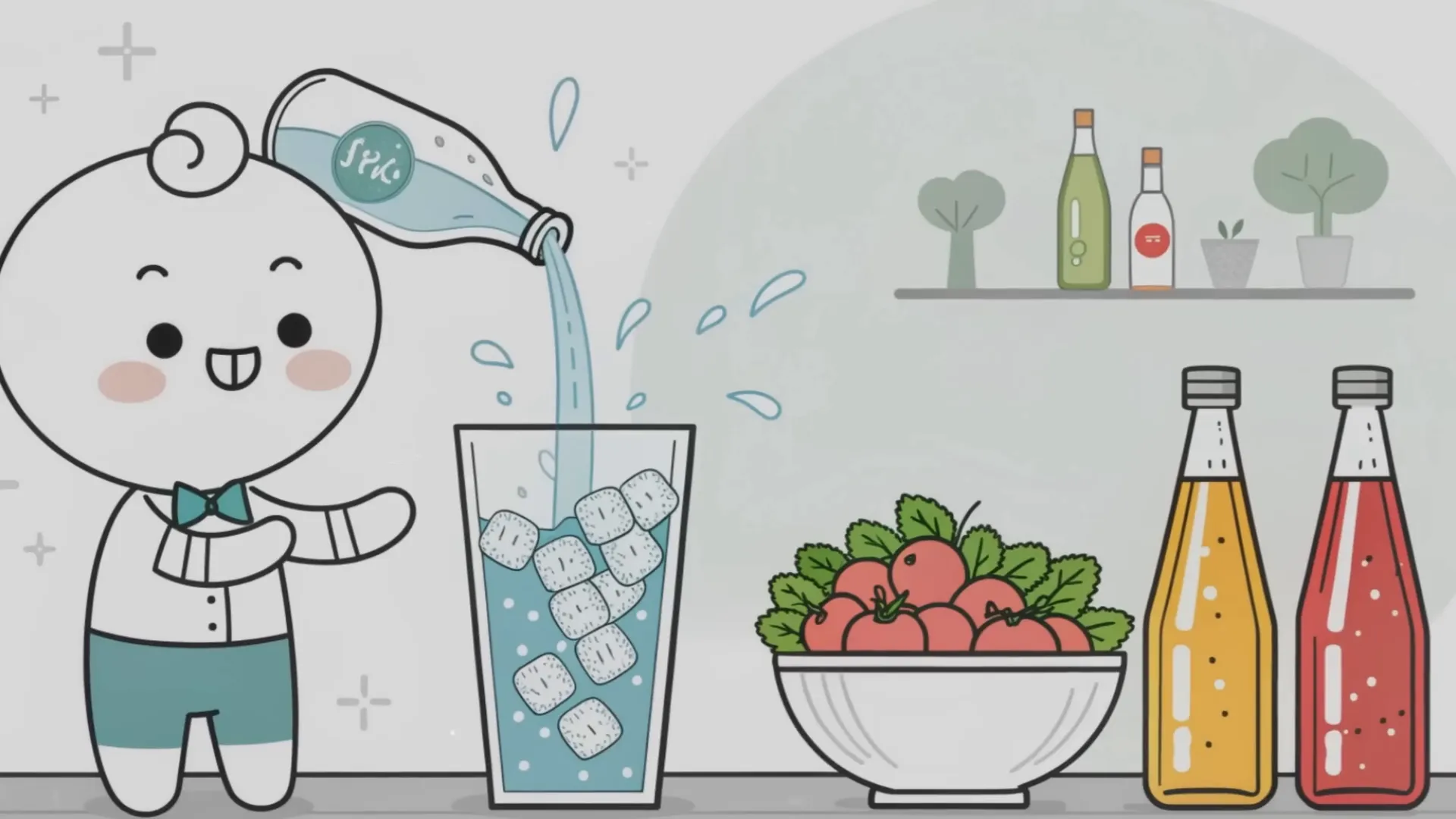 Glas mit Apfelessig-Mischung und Eiswürfeln