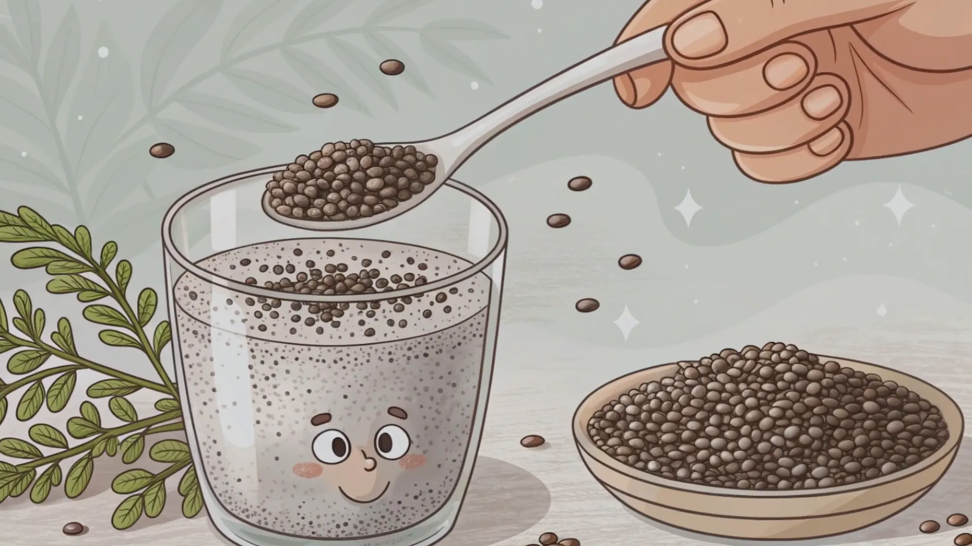 Glas mit Chia-Pudding, garniert mit Zimt und Beeren