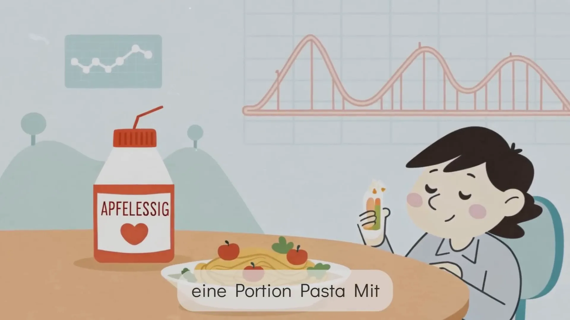 Illustration einer Blutzuckerkurve mit sanftem Anstieg