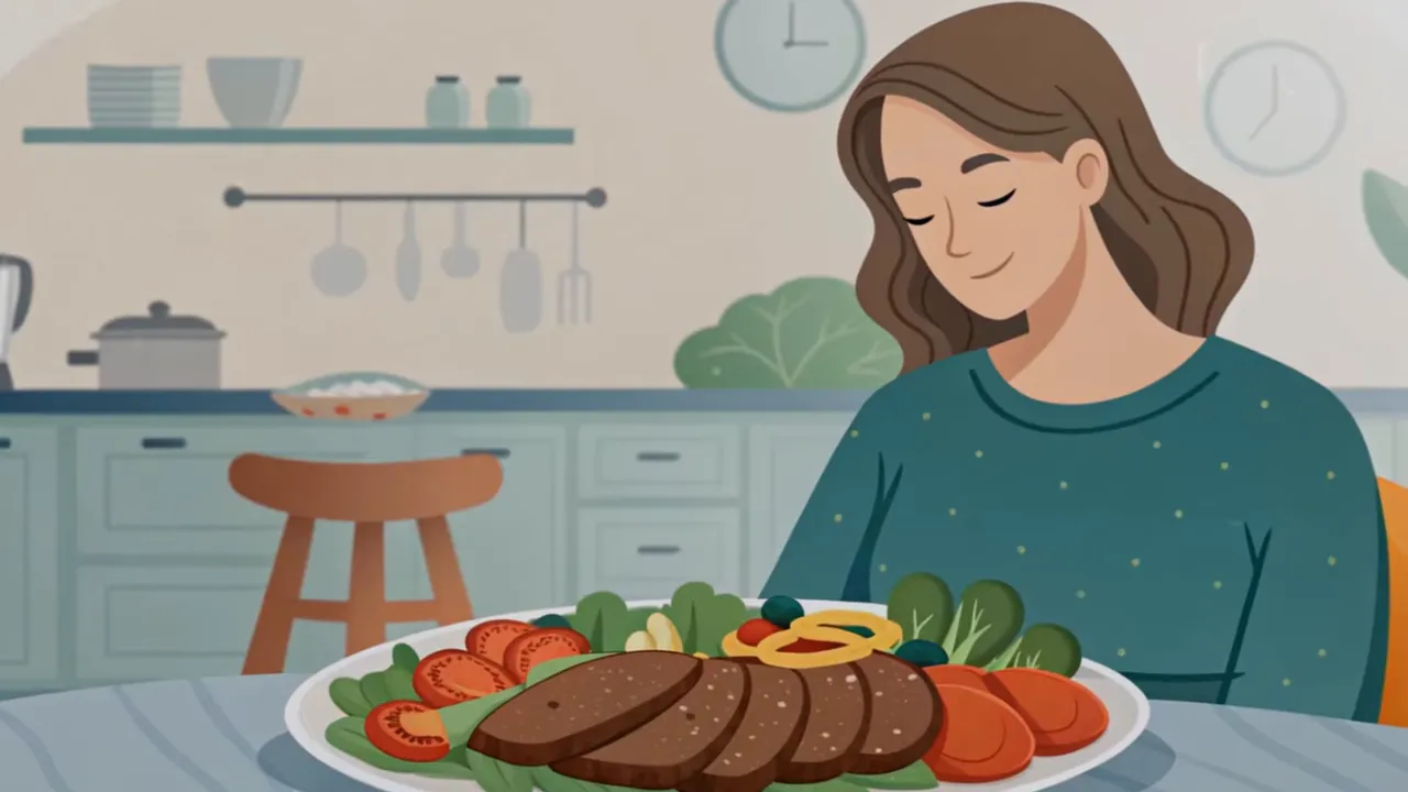 Leber auf einem Teller mit Kräutern