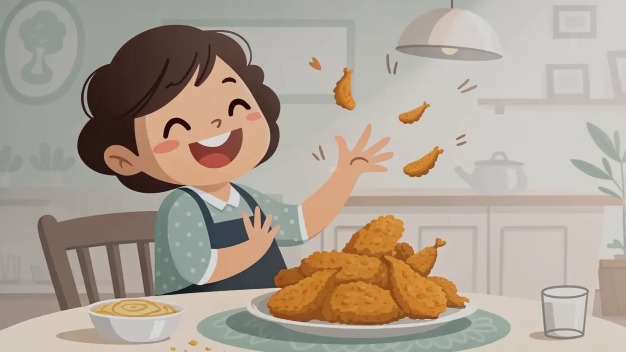 Knusprige Hühnerhaut auf einem Teller