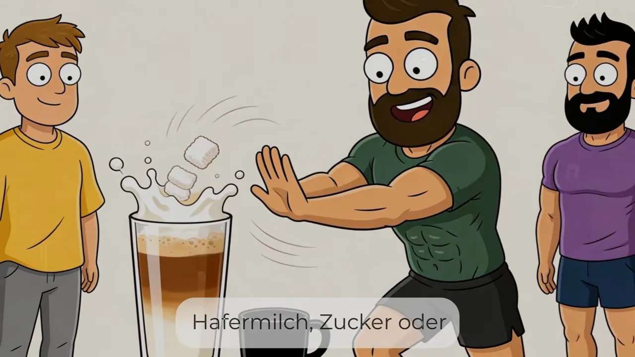 Illustration: Milch, Zucker oder Sirup im Kaffee statt „schwarz“ im Fasten
