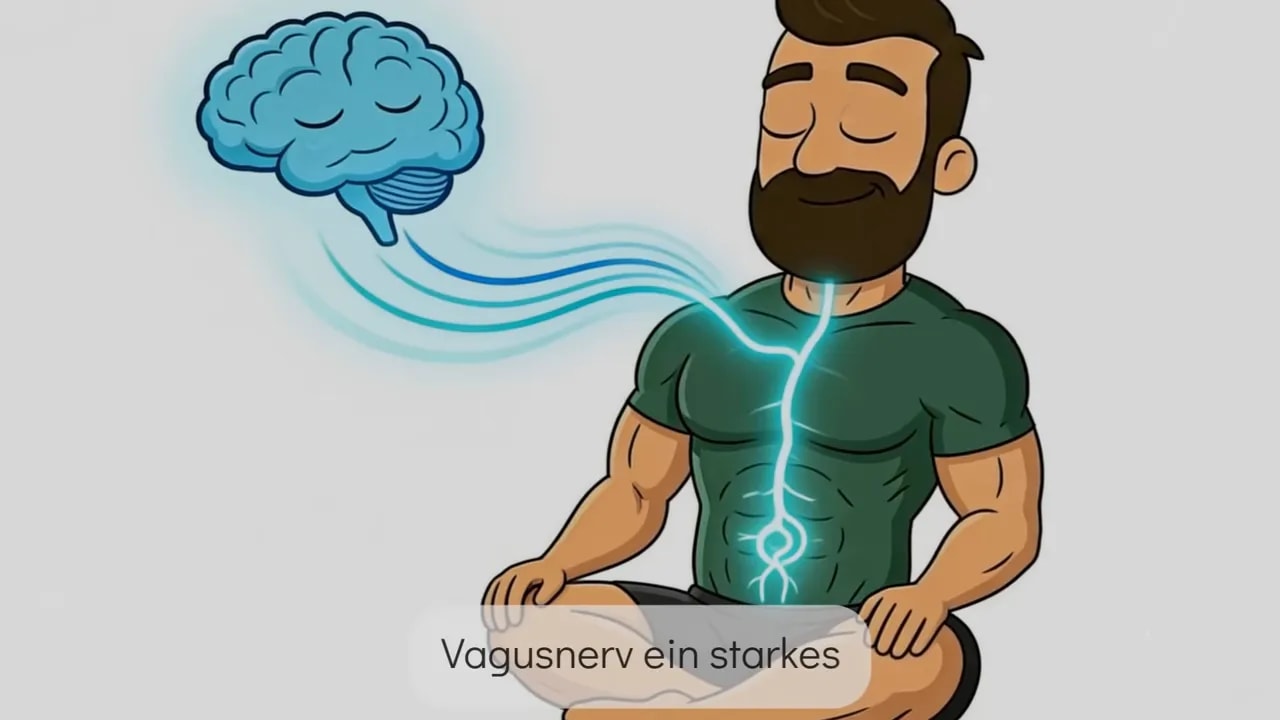 Illustration: Vagusnerv im Körper sichtbar mit Text „Vagusnerv ein starkes“