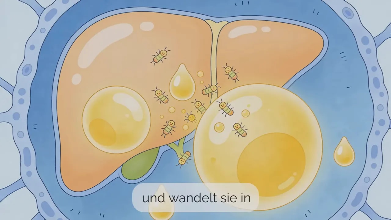 Illustration der Leberzellen in einem Reparatur- und Aufräumprozess während des Fastens